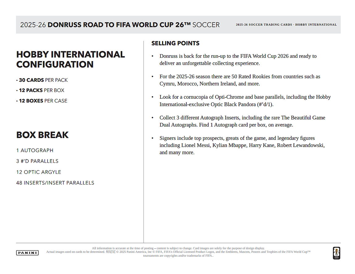 Project Mozi Breaks – Break #609 PYTP: 2025-26 Panini Donruss Road To FIFA World Cup 26 Soccer Hobby International Case Break