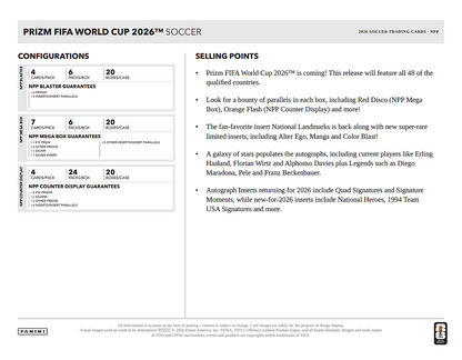 Project Mozi Breaks – Break #662 PYTP: 2026 Panini Prizm FIFA World Cup 2026 Blaster Box Sealed Case Break (20Boxes)