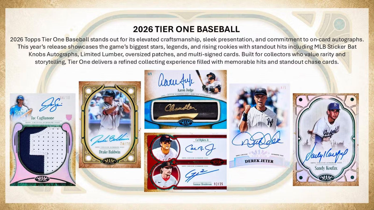 Project Mozi Breaks – Break #645 PYTP: 2026 Topps Tier One Baseball 12 Boxes Sealed Case Break