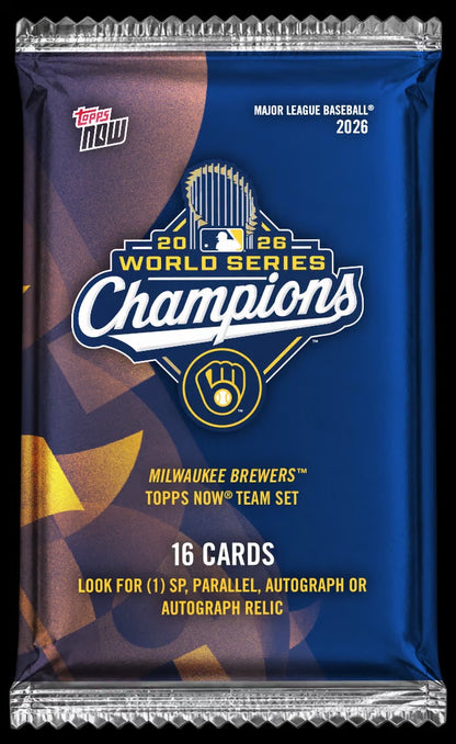 2026 Milwaukee Brewers Topps NOW Championship Team Set pack - 16 cards