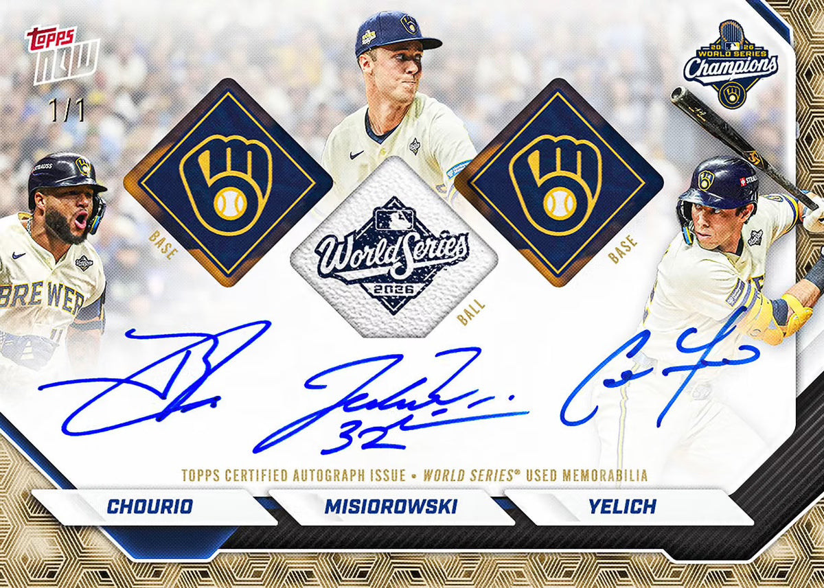 2026 Milwaukee Brewers Topps NOW 2026 Stars triple autograph relic chase example