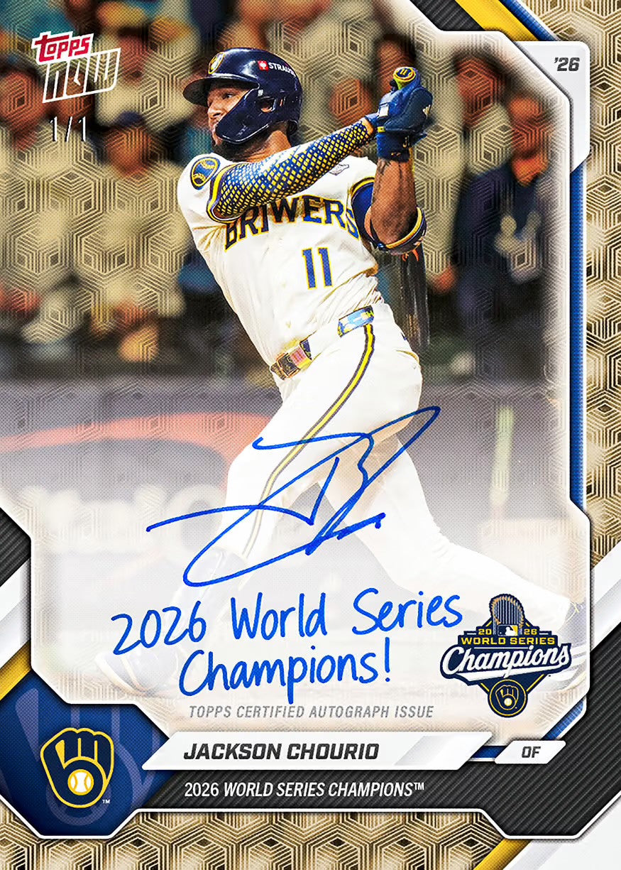 2026 Milwaukee Brewers Topps NOW Jackson Chourio autograph chase example
