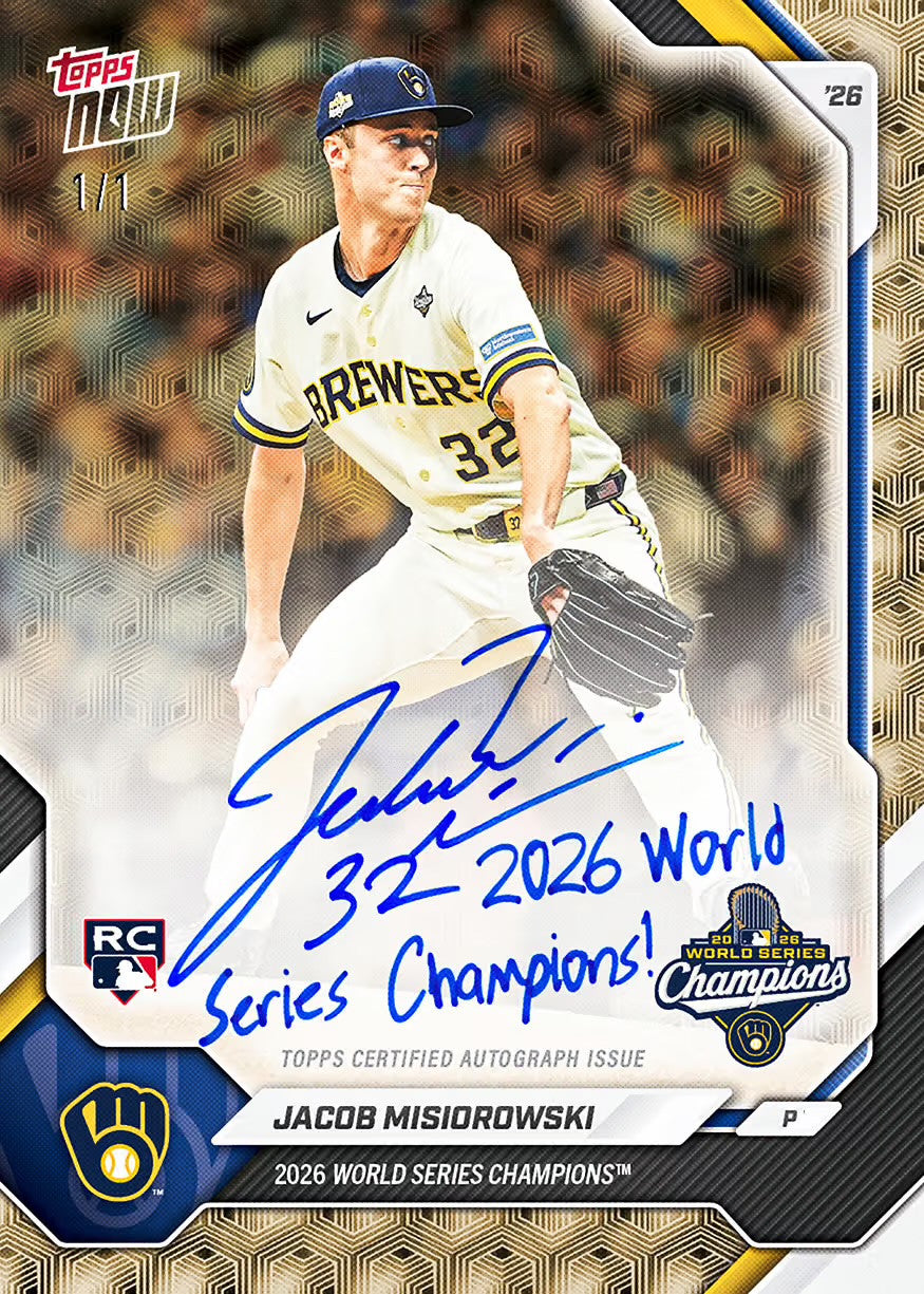 2026 Milwaukee Brewers Topps NOW Jacob Misiorowski autograph chase example