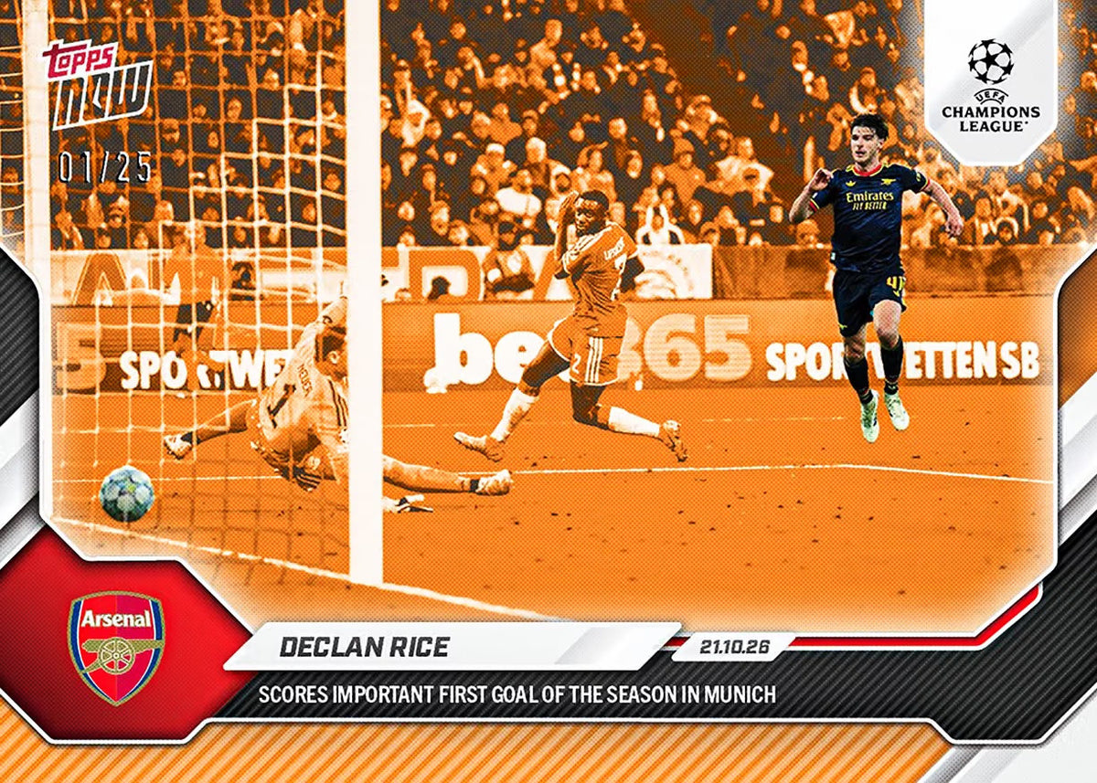 Declan Rice 2026-27 UCL Topps NOW Card 43 - Orange Foil /25