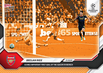 Declan Rice 2026-27 UCL Topps NOW Card 43 - Orange Foil /25