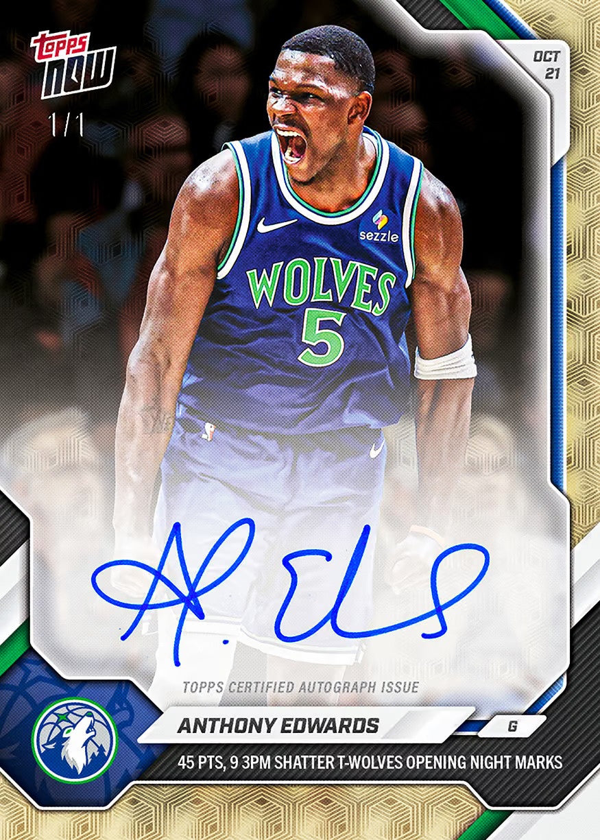 Anthony Edwards - 2026-27 NBA Topps NOW - Card 11 autograph parallel illustration