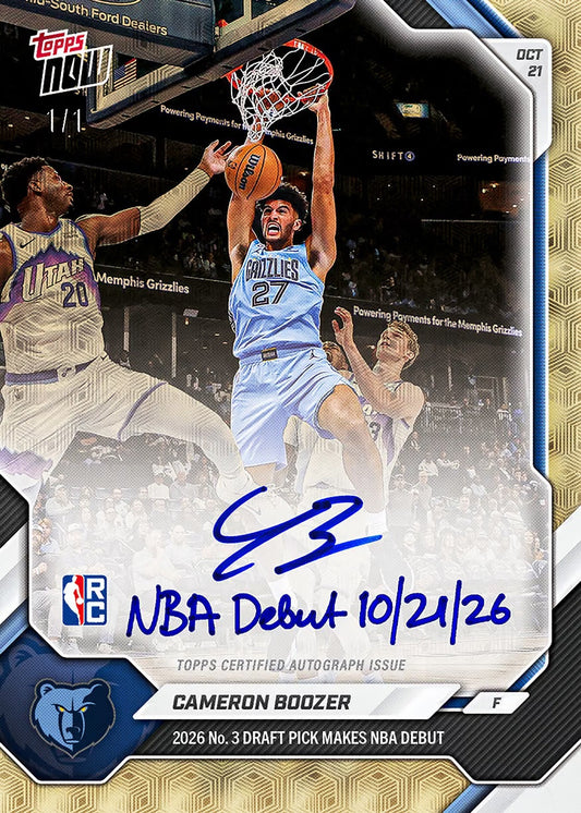 Cameron Boozer - 2026-27 NBA Topps NOW - Card 13 autograph parallel illustration