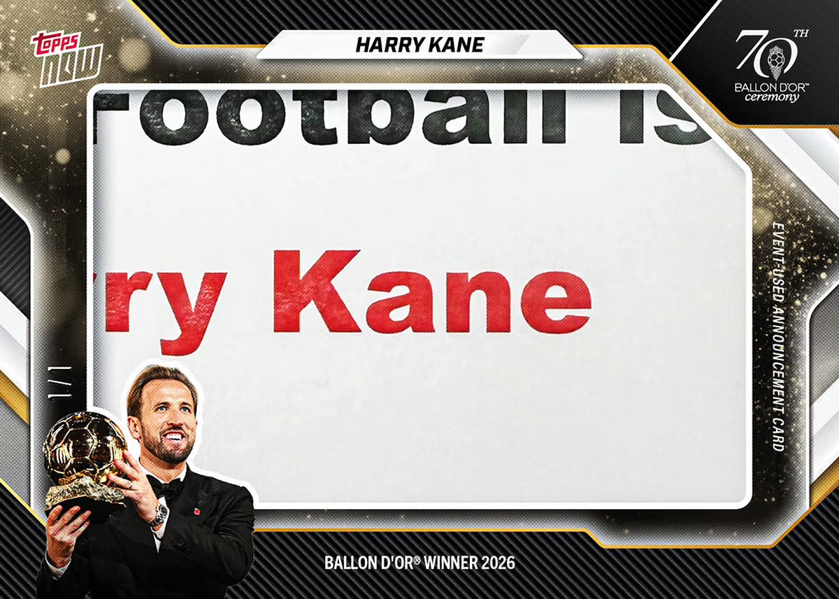 Harry Kane - 2026 Ballon d'Or Topps NOW Card 1 announcement relic chase card example