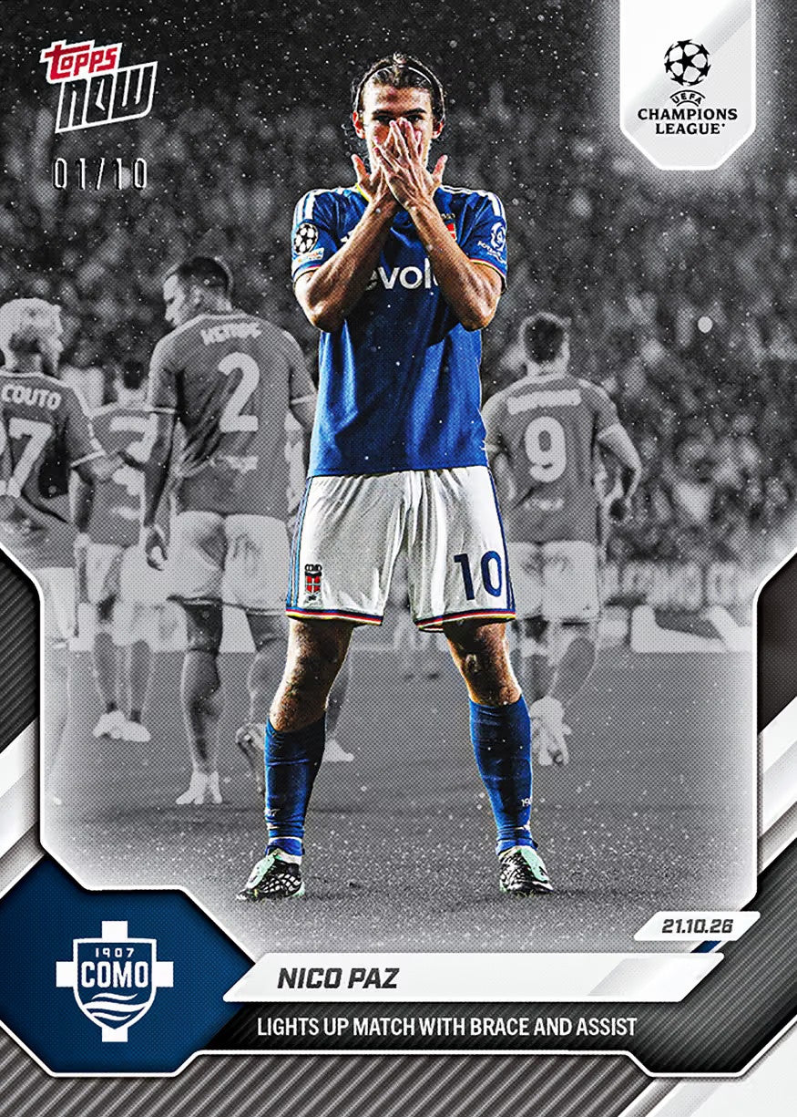 Nico Paz 2026-27 UCL Topps NOW Card 41 - Black Foil /10