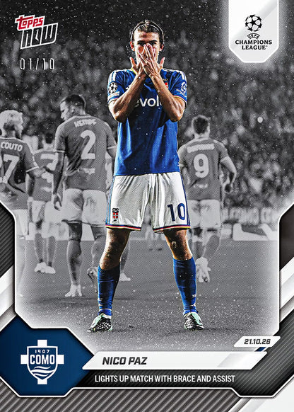 Nico Paz 2026-27 UCL Topps NOW Card 41 - Black Foil /10
