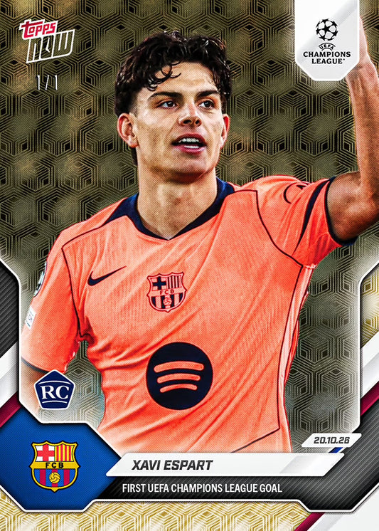Xavi Espart 2026-27 UCL Topps NOW Card 33 1/1 FoilFractor